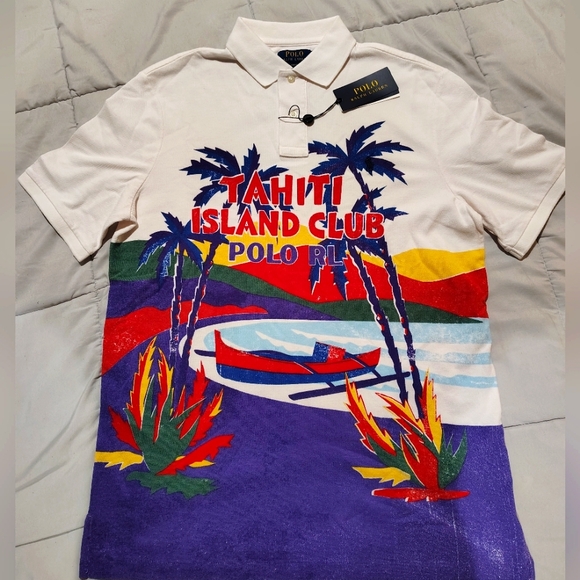Polo by Ralph Lauren White and Red Tropical Polo Shirt Size Medium NWT Classic F